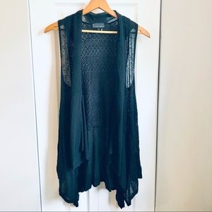 Witchy Black Sweater Vest Open Front Cardigan 🖤
